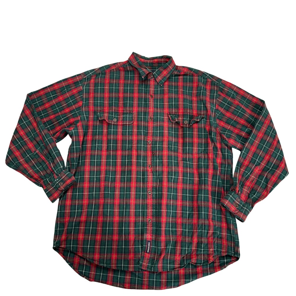 Abercrombie & Fitch Plaid Shirt Mens Medium Green Red Good Flannel Style Button